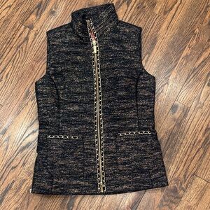 Lilly Pulitzer Black and Gold Vest with Floral Lining